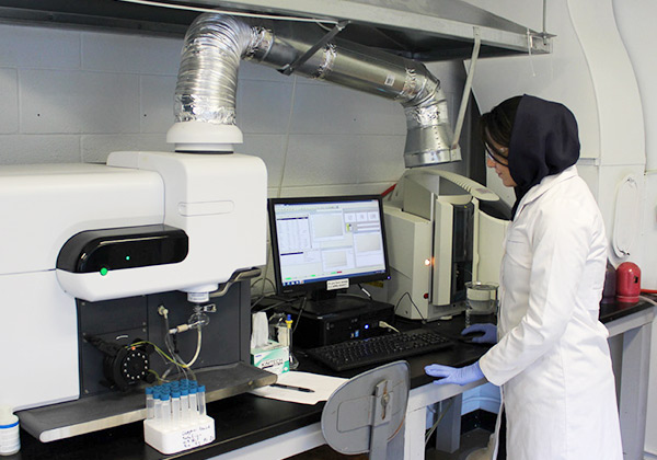 GA researcher analyzes rare earth elements samples.
